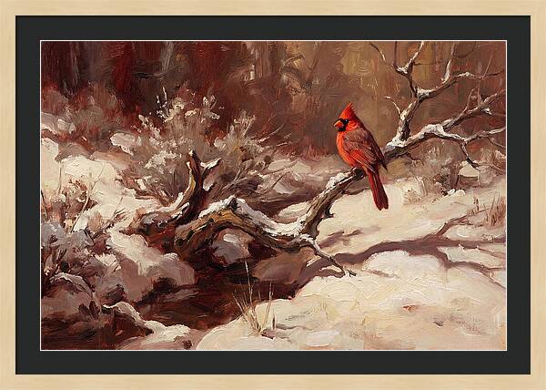 Cardinal Perched In Winter Wonderland