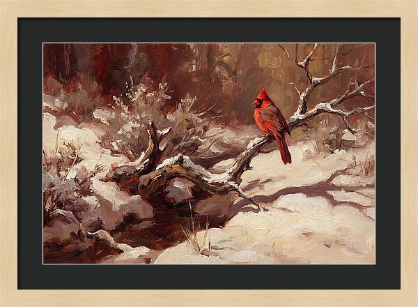 Cardinal Perched In Winter Wonderland