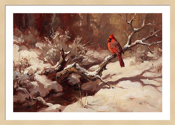 Cardinal Perched In Winter Wonderland