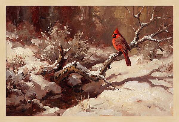 Cardinal Perched In Winter Wonderland