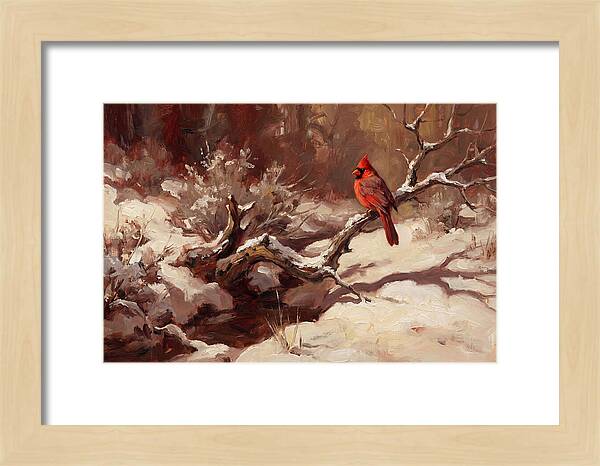 Cardinal Perched In Winter Wonderland