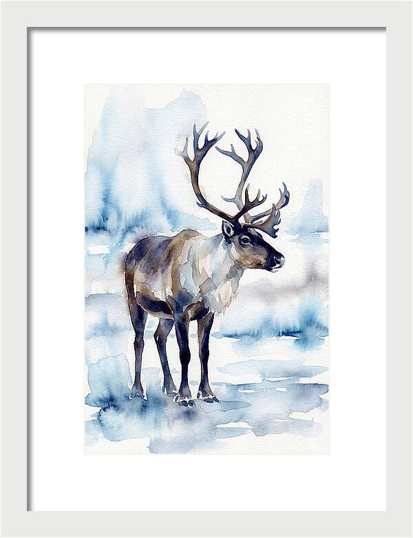 Caribou In Watercolor Serenity