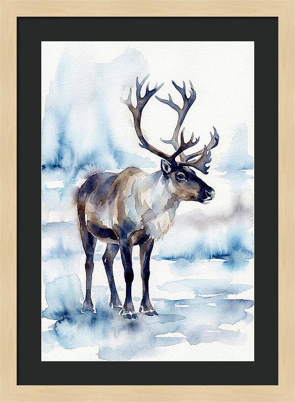 Caribou In Watercolor Serenity