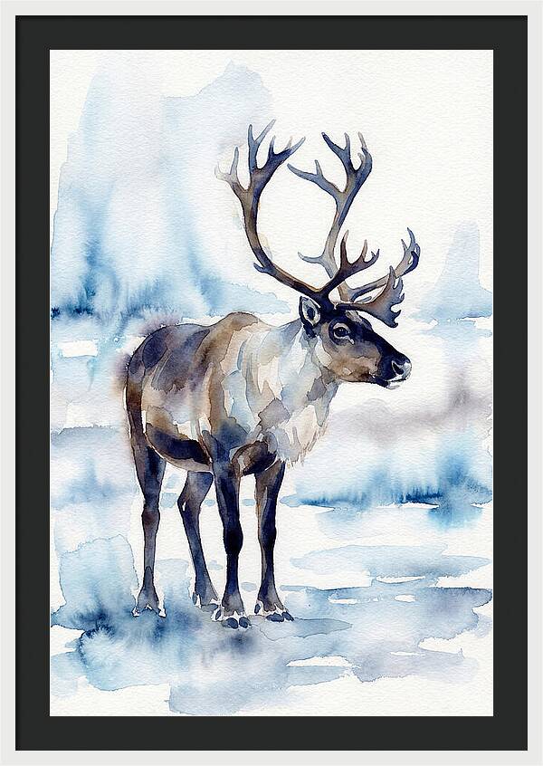 Caribou In Watercolor Serenity