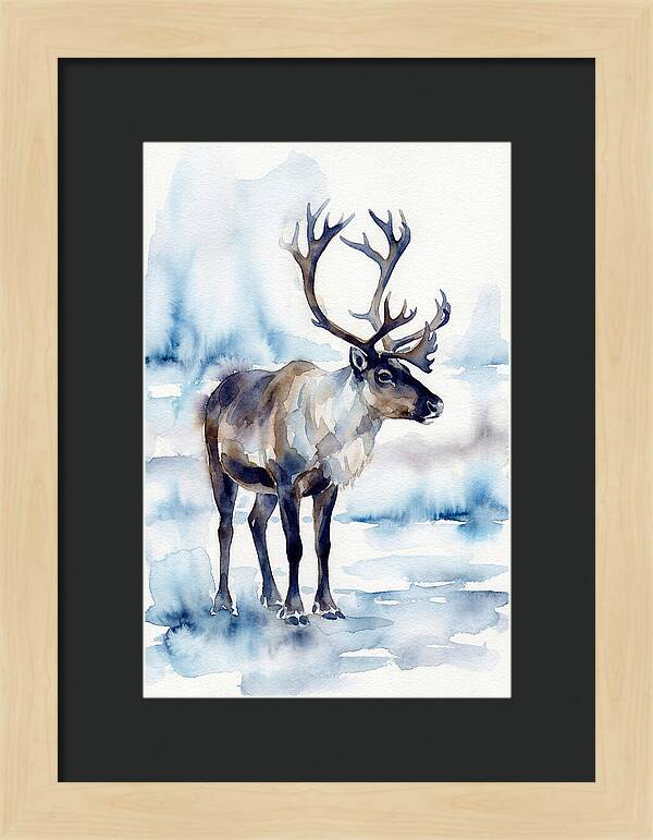 Caribou In Watercolor Serenity