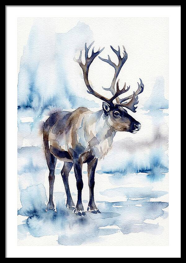 Caribou In Watercolor Serenity