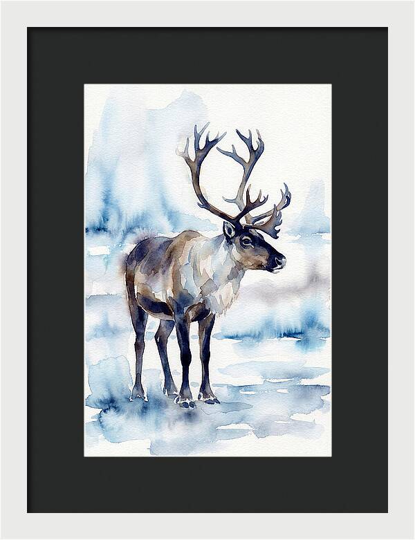 Caribou In Watercolor Serenity