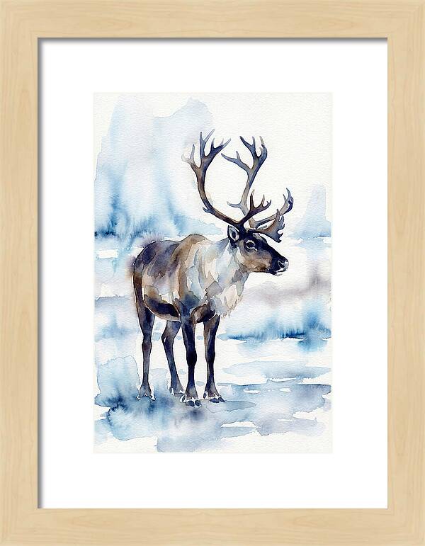 Caribou In Watercolor Serenity