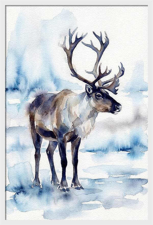 Caribou In Watercolor Serenity