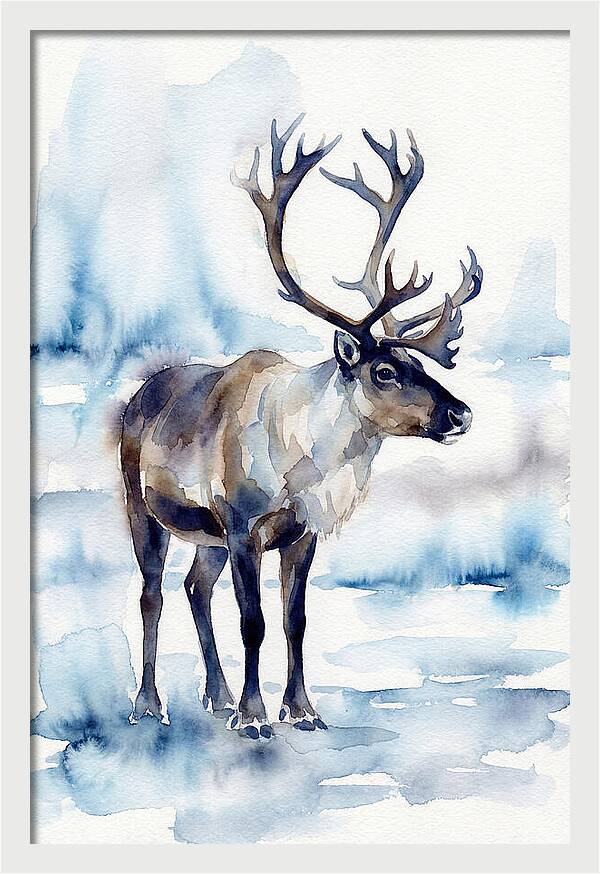 Caribou In Watercolor Serenity