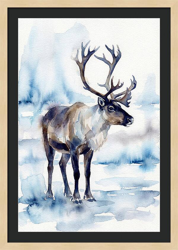 Caribou In Watercolor Serenity