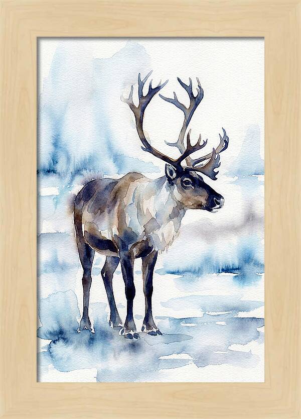 Caribou In Watercolor Serenity