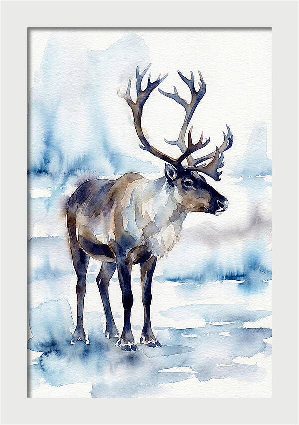 Caribou In Watercolor Serenity