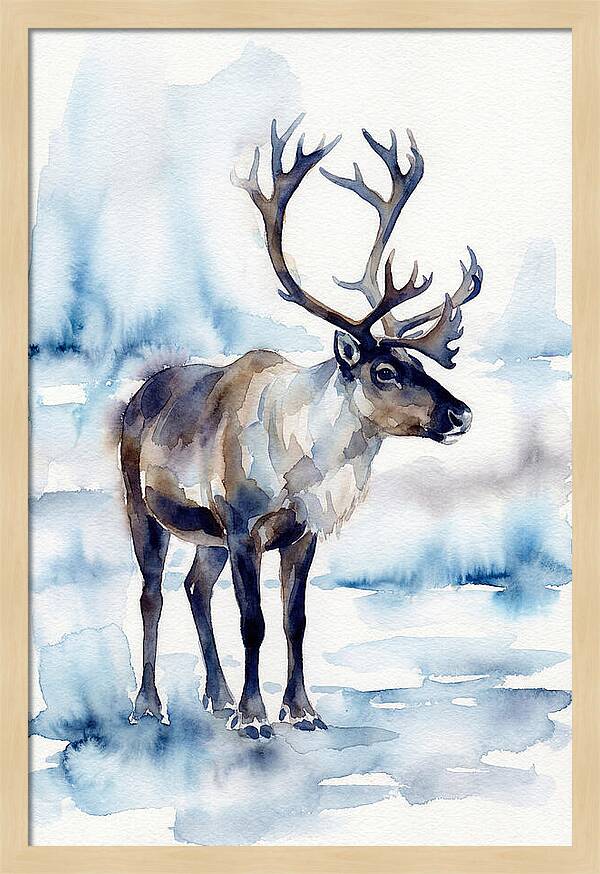 Caribou In Watercolor Serenity