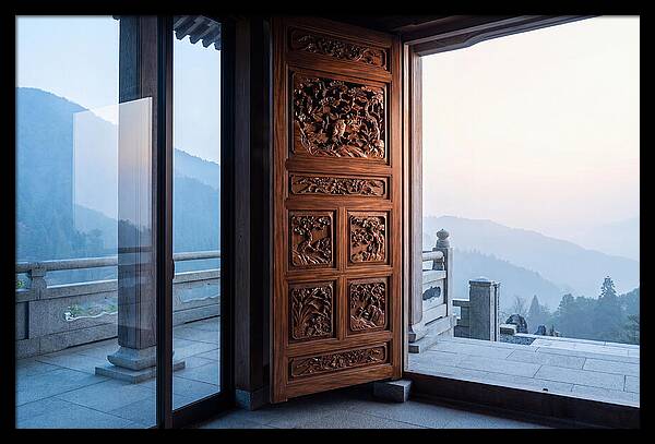 Carved Wooden Screen Door