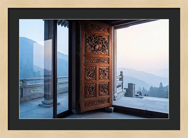 Carved Wooden Screen Door