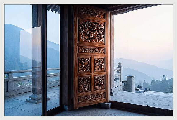 Carved Wooden Screen Door