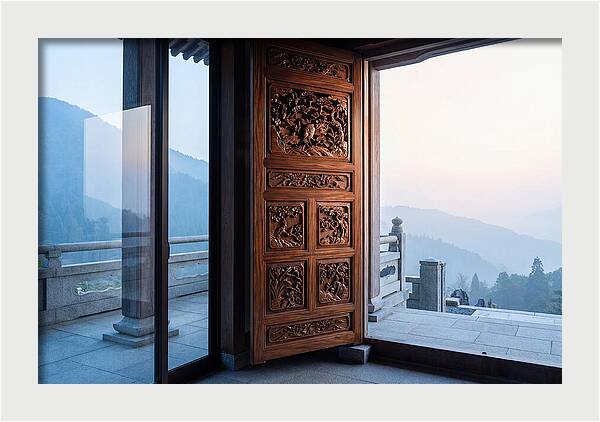 Carved Wooden Screen Door