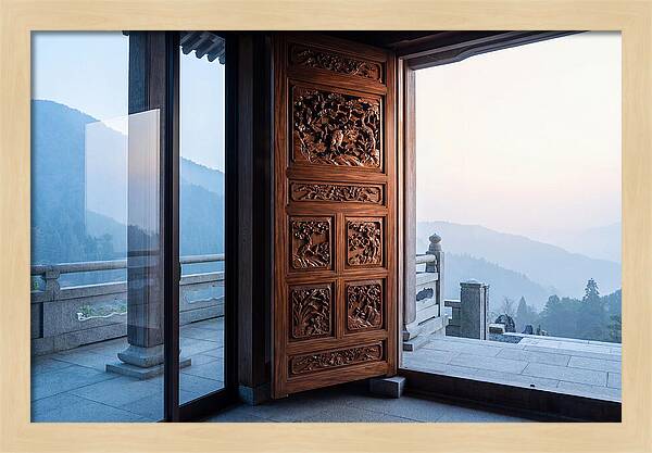 Carved Wooden Screen Door