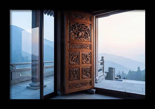 Carved Wooden Screen Door