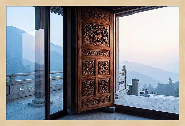 Carved Wooden Screen Door