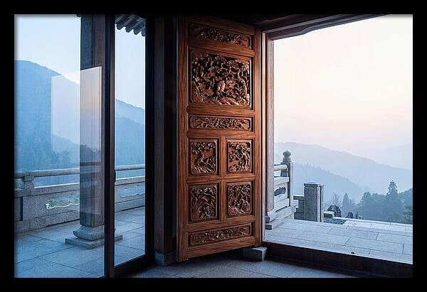 Carved Wooden Screen Door