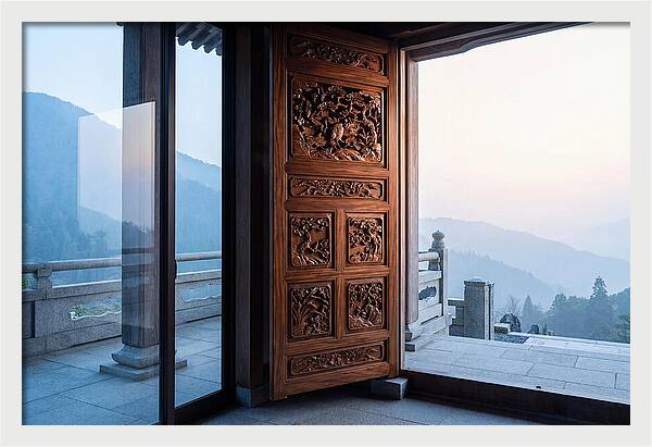 Carved Wooden Screen Door