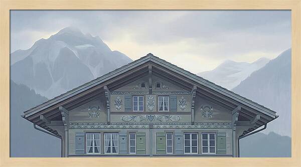 Carved Wooden Swiss Chalet