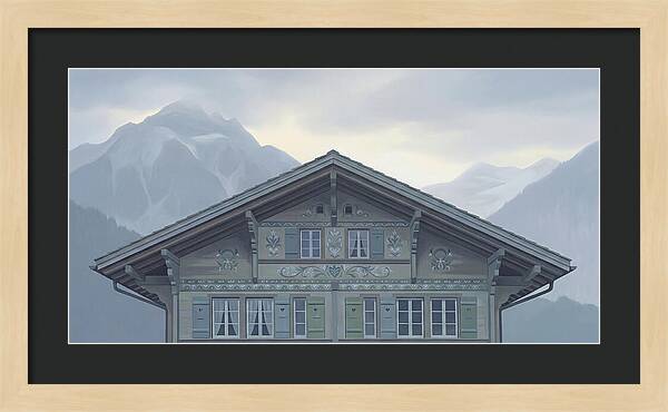 Carved Wooden Swiss Chalet