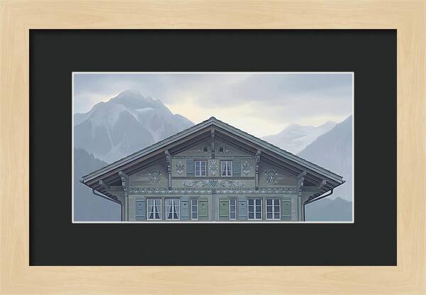 Carved Wooden Swiss Chalet