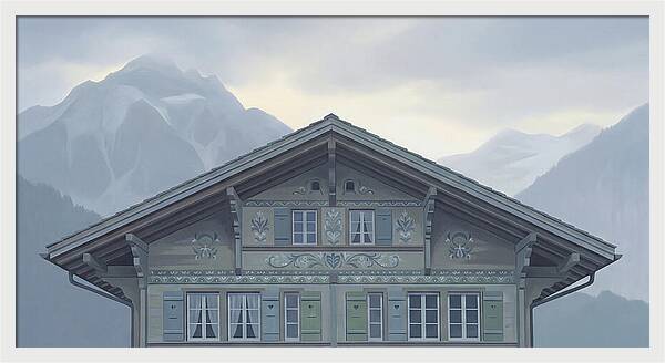 Carved Wooden Swiss Chalet