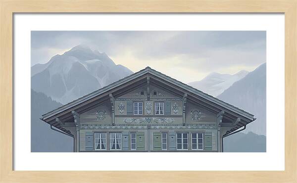 Carved Wooden Swiss Chalet