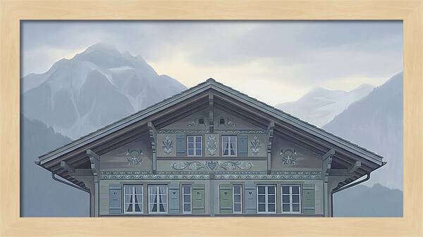 Carved Wooden Swiss Chalet
