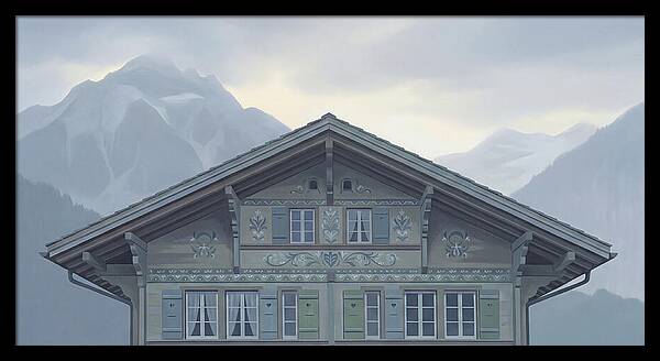 Carved Wooden Swiss Chalet