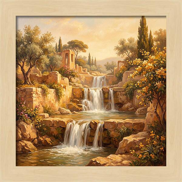 Cascading Mediterranean Waterfall