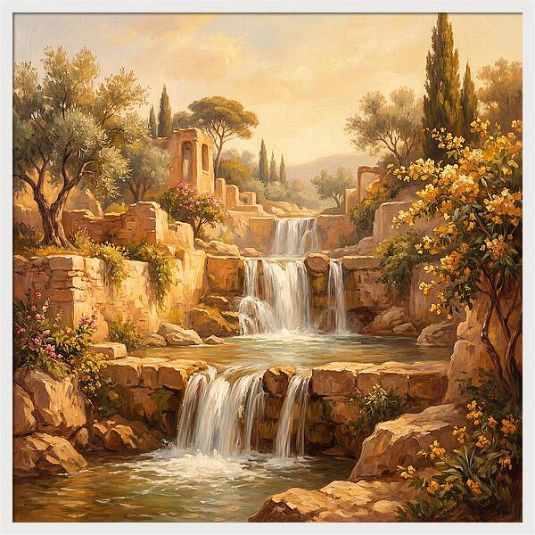 Cascading Mediterranean Waterfall