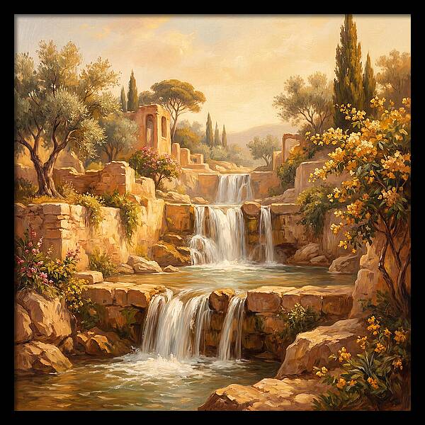 Cascading Mediterranean Waterfall