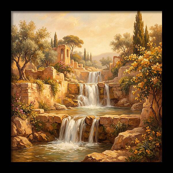 Cascading Mediterranean Waterfall