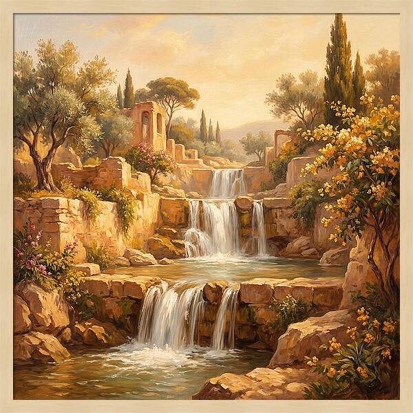 Cascading Mediterranean Waterfall