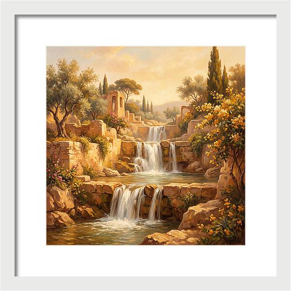 Cascading Mediterranean Waterfall