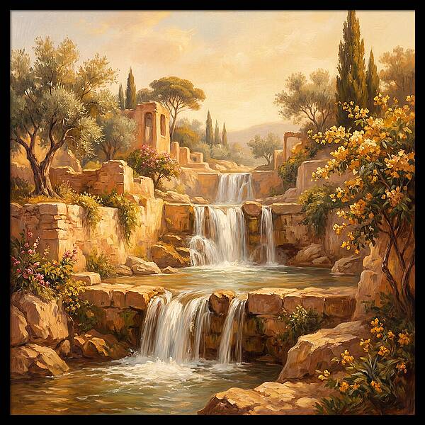 Cascading Mediterranean Waterfall