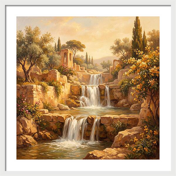 Cascading Mediterranean Waterfall