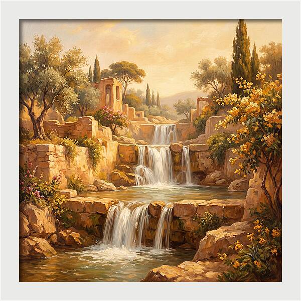 Cascading Mediterranean Waterfall