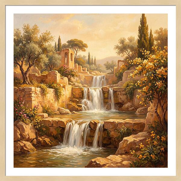 Cascading Mediterranean Waterfall