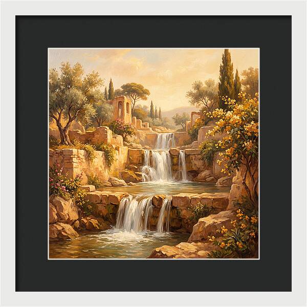 Cascading Mediterranean Waterfall