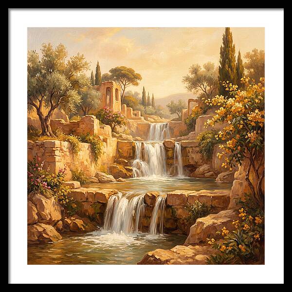 Cascading Mediterranean Waterfall