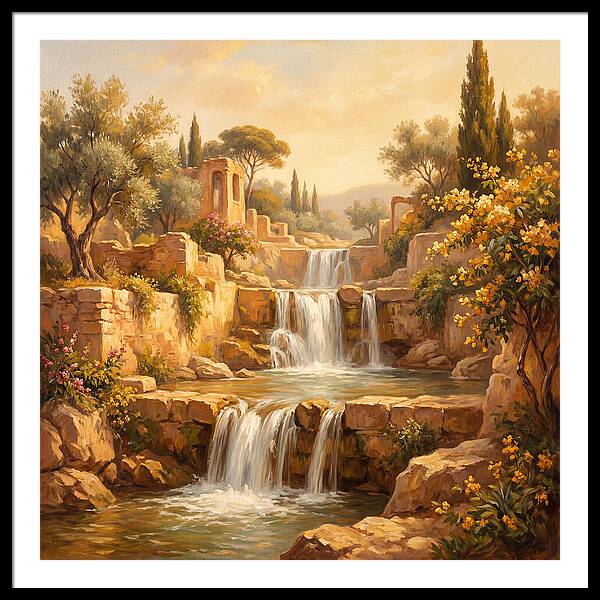 Cascading Mediterranean Waterfall