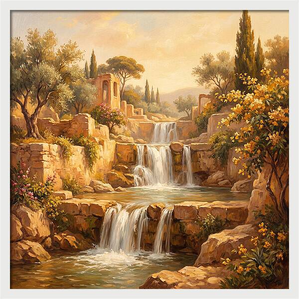 Cascading Mediterranean Waterfall