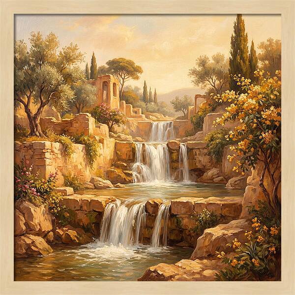 Cascading Mediterranean Waterfall