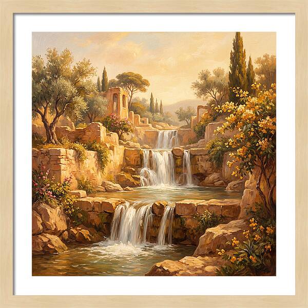 Cascading Mediterranean Waterfall